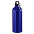 A drink bottle in a shiny blue finish, featuring a black cap and a carabiner. It holds 800ml.