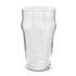 A clear, tall beer glass featuring a smooth design and a slight curve at the top.