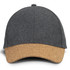 A grey cap with a cork peak and a small top button, featuring a logo.