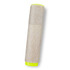 A highlighter with a beige and bright yellow design, featuring a cylindrical body and a visible branding logo.