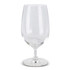 A clear, elegant beer glass with a stem and a wide bowl, showcasing a sleek design.