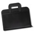 A black travel portfolio case featuring a handle and sleek design, suitable for office and business use.