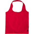 A red foldaway shopper tote bag with a single shoulder strap and a zipper for compact storage.