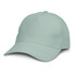 A mint green cap featuring a rounded crown and a curved brim, with a logo on the front.