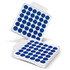 A square fidget popper board featuring a white base with blue poppers arranged in a grid pattern.