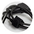 A braided charging cable in black, featuring a velcro tie for organisation and a connector at the end.