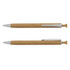 A wood pen with a natural finish and silver accents, featuring a sleek design and a clip.