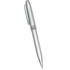 A metal ballpoint pen in silver with a sleek design and a clip for easy attachment. Features a logo.
