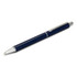 A metal pen in dark blue with silver accents, featuring a clip and a polished finish.