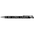 A metal ballpoint pen in black with a silver clip and trim, featuring a branding logo.