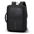 A black anti-theft backpack with a sleek design, featuring both backpack straps and a top handle.
