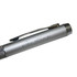 A silver and textured metal ballpoint pen with a clip and branding on the barrel.
