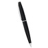 A black metal twist action pen with a silver clip and accent. It includes a branding logo.