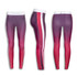Custom women's athletic leggings featuring a gradient design with shades of purple and pink, and a white waistband.