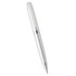 A silver ballpoint pen with a metal finish, featuring a clip and chrome accents. It has a logo.