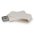 A white, eco-friendly 8GB flash drive with a clip design and a metallic USB connector.