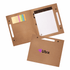 A brown Enviro Folder with a notepad, sticky notes, and a pen, featuring a logo.