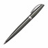 A sleek, dark grey pen with a silver clip and detailing, featuring a smooth, elegant design.