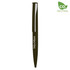 A metal pen in dark green with a sleek design and a branded logo.