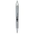 A sleek silver metal pen with a white tip and a logo. Ideal for personalised branding.