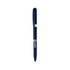 A navy metal pen with a gold accent and a logo on the body.