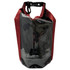A 2.5L dry bag in burgundy with a clear front pocket and a black bottom. It features a strap for easy handling.