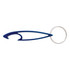 A drink bottle opener in blue with a keyring attachment, featuring a sleek, curved design.