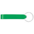 A green bottle opener with a keyring attachment, featuring a smooth finish and a simple design.