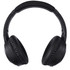 Black over-ear headphones with a padded headband and ear cushions. Features a branding logo.