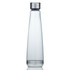 A drink bottle made of clear Tritan, with a stainless steel lid and a sleek, tapered design.
