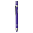 A purple metal pen with silver accents and a clip, featuring a logo near the top.