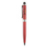 A red Canterbury stylus pen with a clip and a black stylus tip, featuring a logo on the barrel.