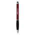 A red stylus pen with a black grip and a metallic finish, featuring a logo.