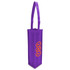 A purple non-woven single wine tote bag with long handles and a logo on the side.