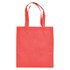 A red shopping tote bag with two handles and a plain design. Logo present on the bag.