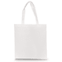 A white shopping tote bag with two sturdy handles and a plain design. It features a branding logo.