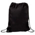 A black drawstring gym bag with adjustable straps and eyelets for fastening. It has a simple, sleek design.