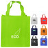 A green tote bag with a gusset, accompanied by black, blue, orange, and white variations, each with logos.