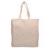 A beige calico tote bag with gusset and two handles. It features a plain design and includes a logo.