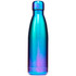 A drink bottle in iridescent blue and purple shades, featuring a sleek design and a screw-top lid.