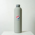 A drink bottle in a sleek grey finish with a logo on the front.