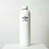A drink bottle in a sleek white design with a black logo. It features a smooth, cylindrical shape.