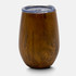 A drink bottle in a wood-textured finish with a clear lid, featuring a sleek and modern design.