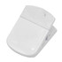 A white magnetic clip designed for holding papers or items securely, featuring a textured grip area.