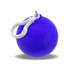 A purple rain poncho ball with a white clip for attachment, featuring a smooth surface and rounded shape.