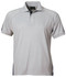 A men's polo shirt in grey with navy accents and a logo on the chest.