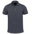 A grey men's polo shirt with a collar, three buttons, and a logo on the chest. Suitable for casual wear.