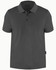 A grey men's polo shirt featuring a classic collar and three buttons, with a logo on the side.