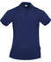 A navy blue men's polo shirt with a collared neckline and short sleeves, featuring a logo.