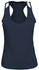 A navy blue ladies' singlet featuring a sleeveless design and a logo. Suitable for sports activities.